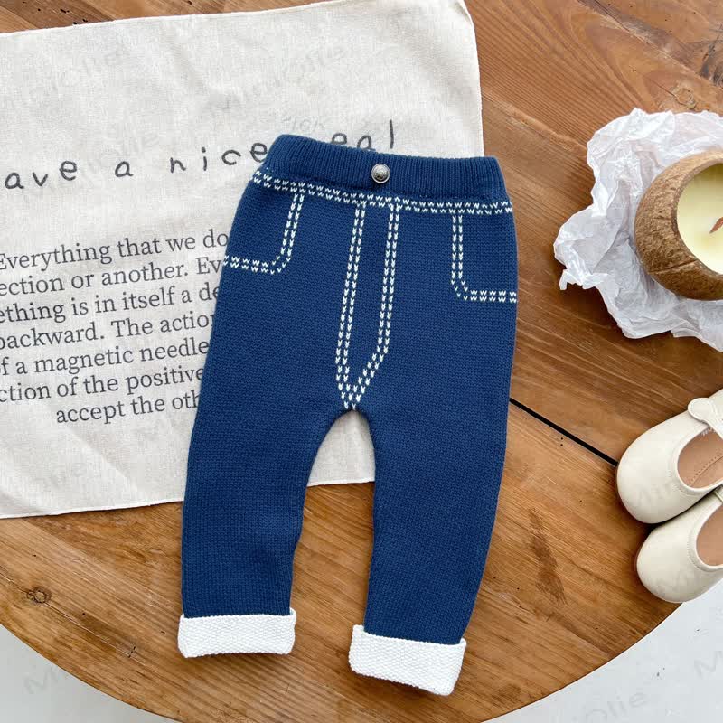 Baby Solid Color Knit Leggings - image 4