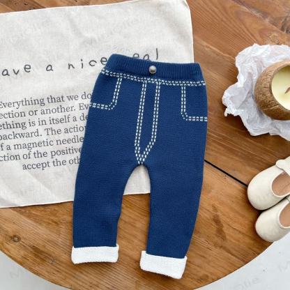 Baby Solid Color Knit Leggings - image 4