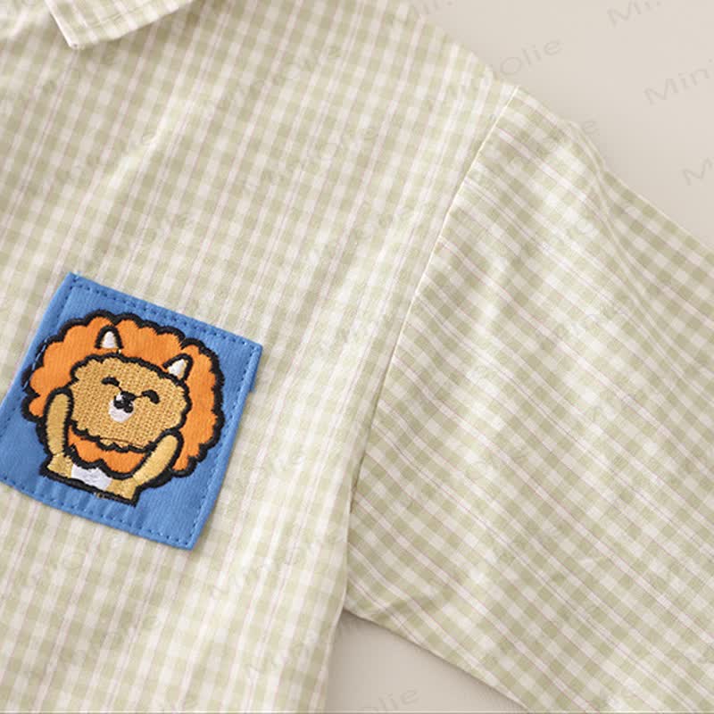 WE'RE BEST FRI Baby Toddler Boy Love Animal Plaid 2-piece Set - image 7