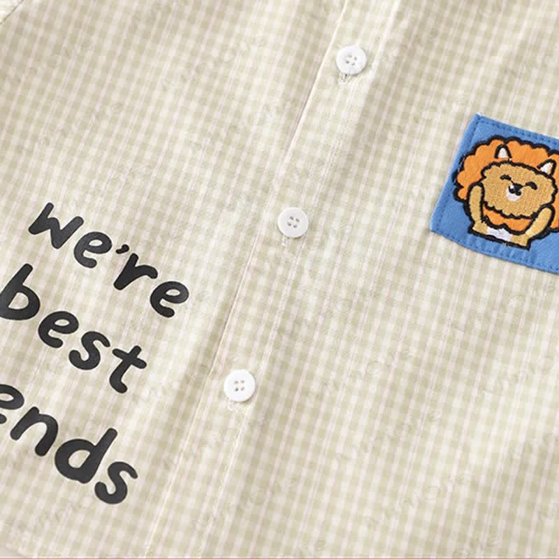 WE'RE BEST FRI Baby Toddler Boy Love Animal Plaid 2-piece Set - image 8