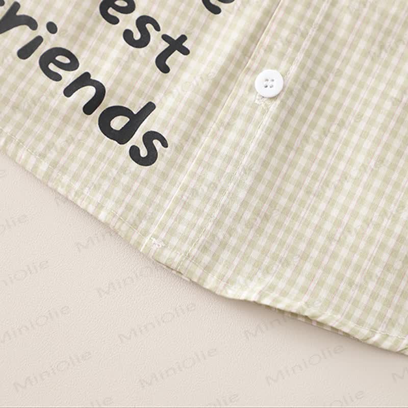 WE'RE BEST FRI Baby Toddler Boy Love Animal Plaid 2-piece Set - image 9