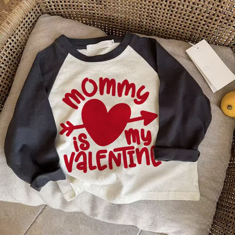 MOMMY IS MY VALENTINE Baby Love Dark Gray Raglan T-shirt - Drak Gray - 2-3T - image 1