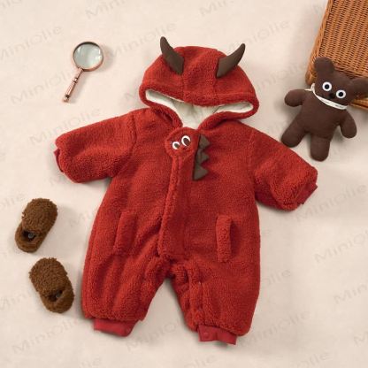 Baby Fleece Demon Hooded Romper - image 9
