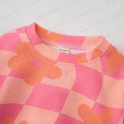 Baby Checkered Flowers Pink Waffle 2-piece Set - image 4
