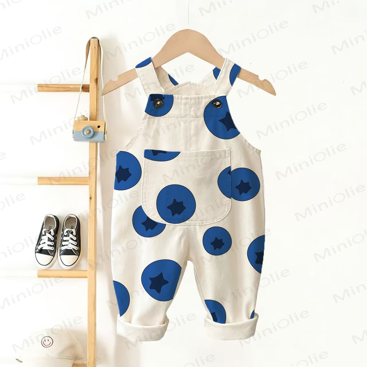 Baby Toddler Blueberry White Overalls - White - 3-5T - image 1