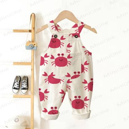 Baby Toddler Pink Crab White Overalls - White - 3-5T - image 1