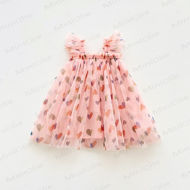 Baby Toddler Girl Love Flying Sleeves Dress - Pink - 8Y - image 5