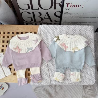 Baby Girl Bow Knit 2-piece Set - image 1
