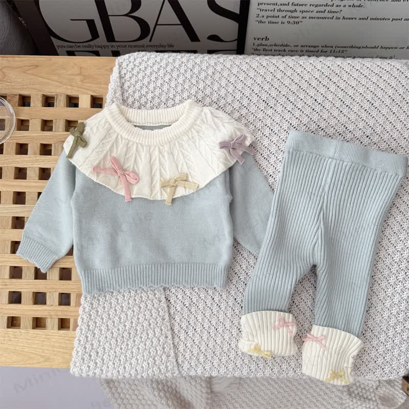 Baby Girl Bow Knit 2-piece Set - Blue - 2-3T - image 3