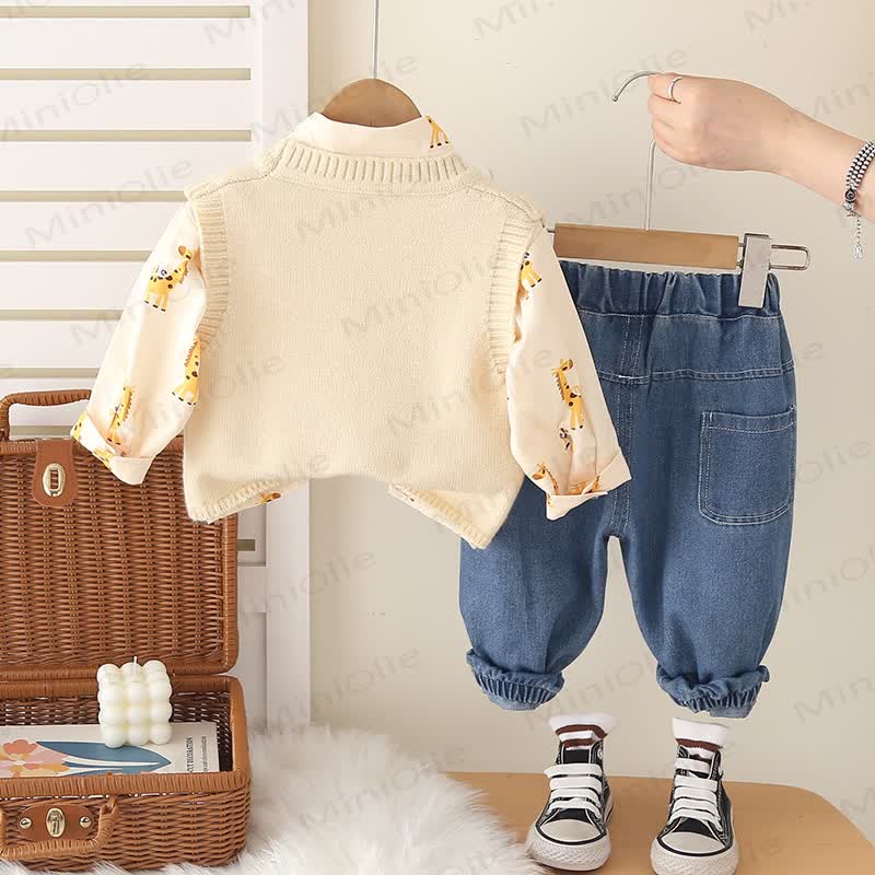 Baby Toddler Giraffe Love Knit 3-piece Set - image 4