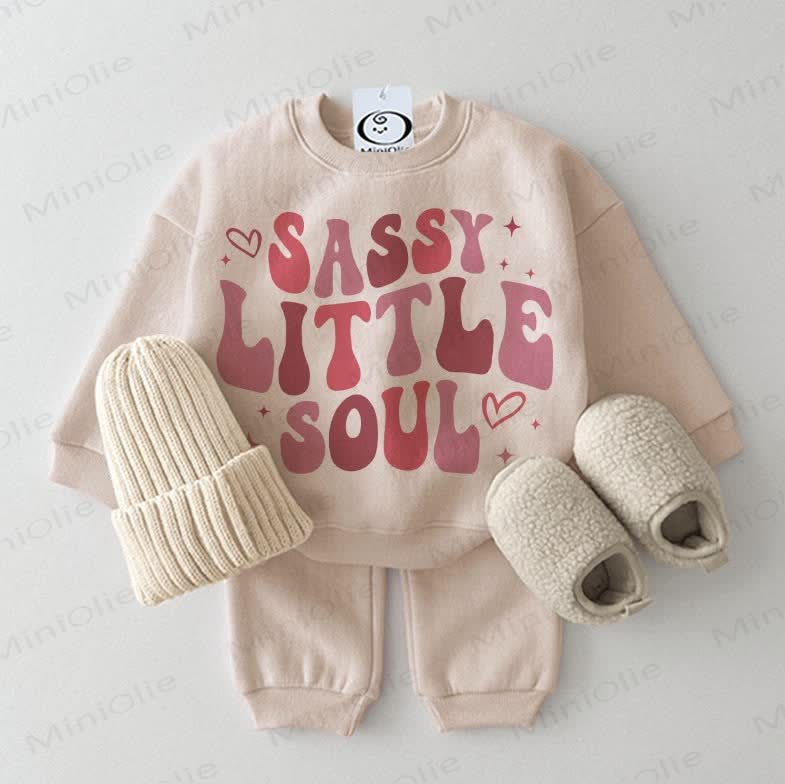 SASSY LITTLE SOUL Baby Sweatshirt 2-piece Beige Set - Beige - 2-3T - image 1
