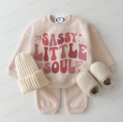 SASSY LITTLE SOUL Baby Sweatshirt 2-piece Beige Set - Beige - 2-3T - image 1