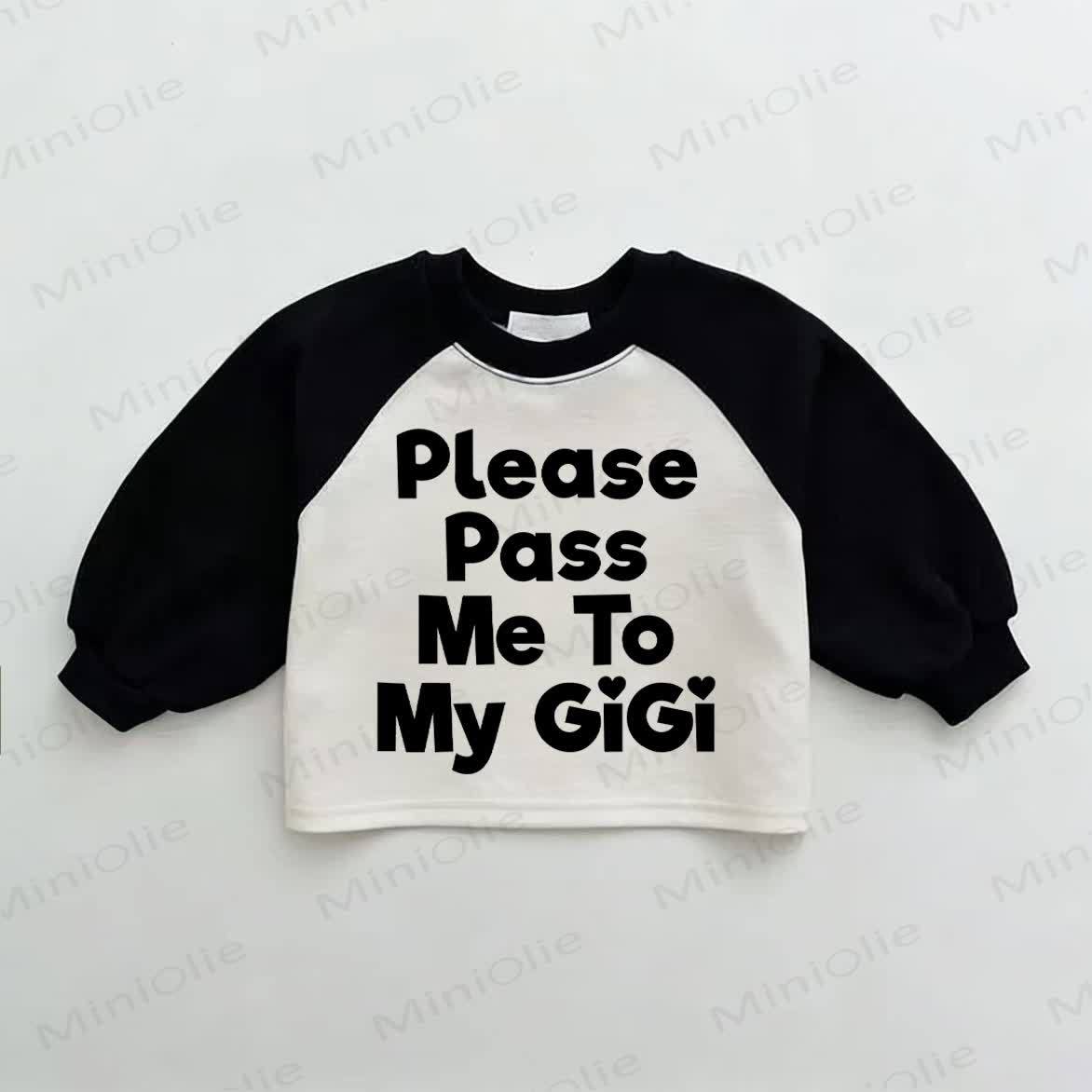 PLEASE PASS ME TO MY GIGI Baby Black&White Spliced Sweatshirt - Black&White - 2-3T - image 1