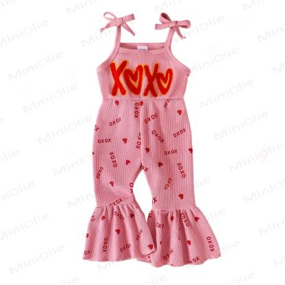 XOXO Baby Girl Bow Love Overalls - Pink - 3-4Y - image 1
