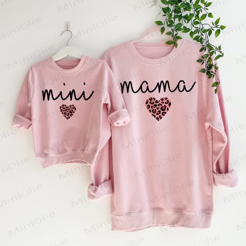 MAMA/MINI Leopard Print Love Pink Family Sweatshirt - Pink - Adult Sweatshirt: XL - image 1