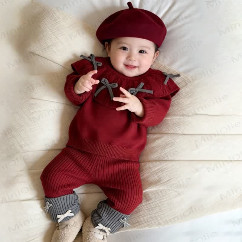 Baby Girl Bow Knit 2-piece Set - Red - 2-3T - image 4