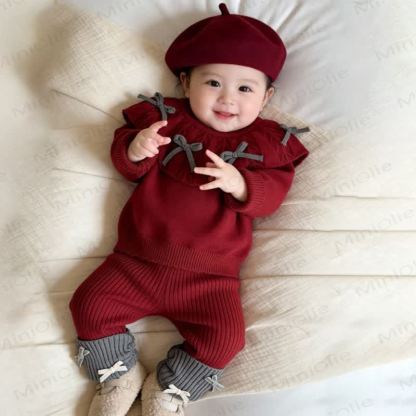 Baby Girl Bow Knit 2-piece Set - Red - 2-3T - image 4