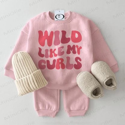 WILD LIKE MY CURLS Baby Sweatshirt 2-piece Pink Set - Pink - 2-3T - image 1