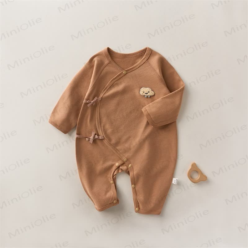 Baby Cloud Kimono All-cotton Romper - Brown - 3-6M - image 11