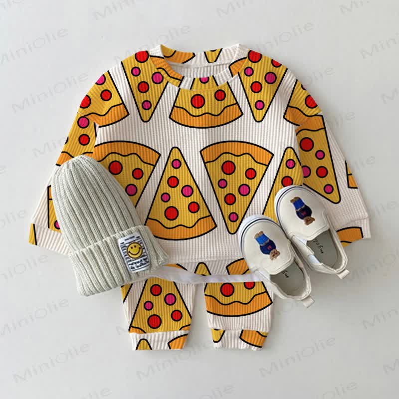 Baby Toddler Pizza Waffle 2-piece Beige Set - Beige - 3-5T - image 1