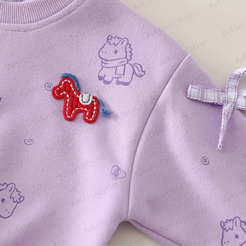 Baby Toddler Girl Horse Bow Plaid 2-piece Set - image 9