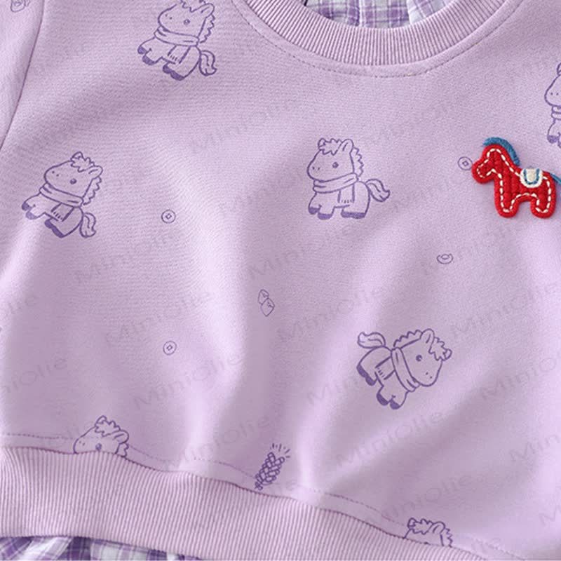 Baby Toddler Girl Horse Bow Plaid 2-piece Set - image 10