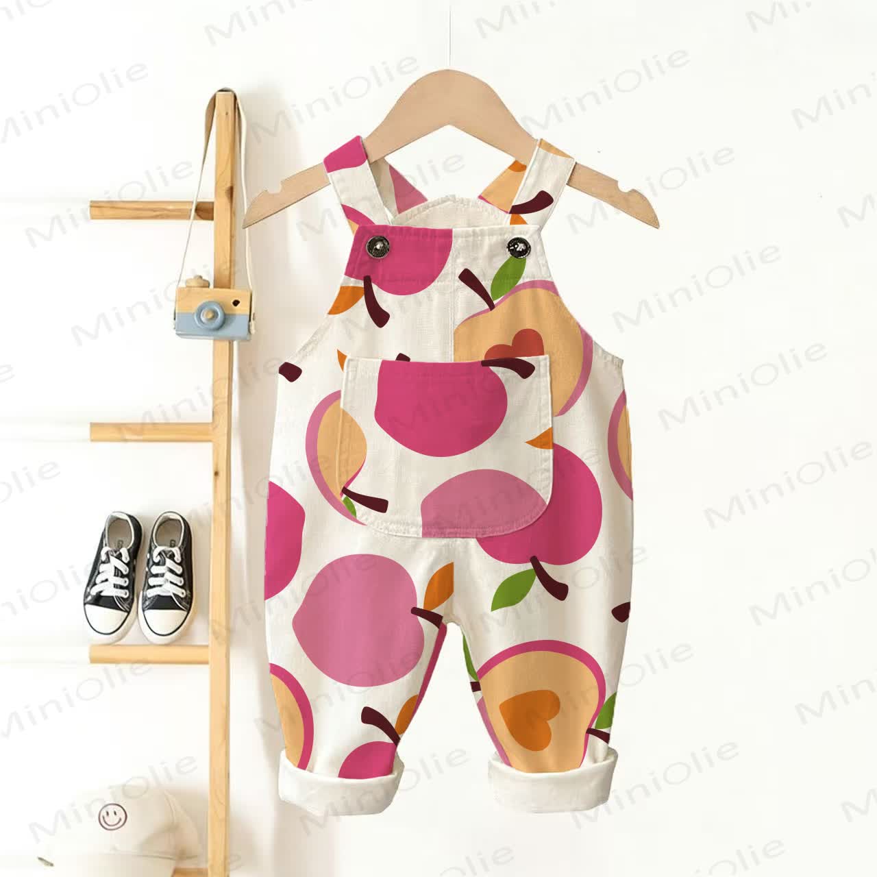 Baby Toddler Peach Hearts Overalls - White - 3-5T - image 1