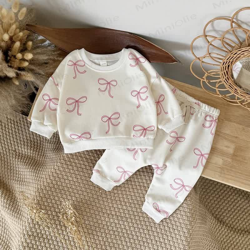 Baby Girl Bow 2-piece Set - Beige - 2-3Y - image 1