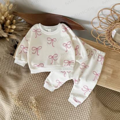 Baby Girl Bow 2-piece Set - Beige - 2-3Y - image 1