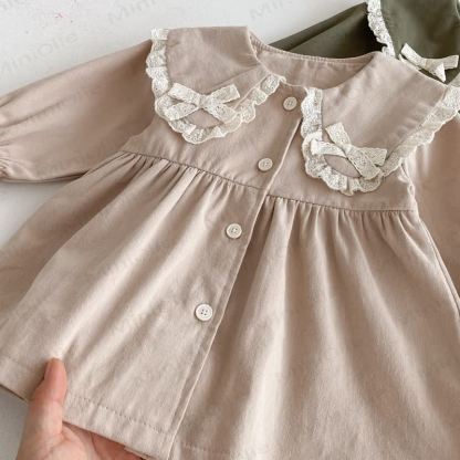 Baby Toddler Girl Lace Bow Lapel Dress - image 6