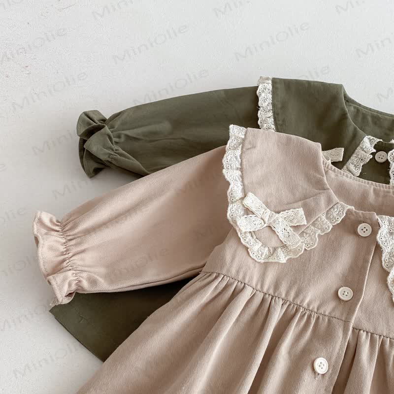 Baby Toddler Girl Lace Bow Lapel Dress - image 7