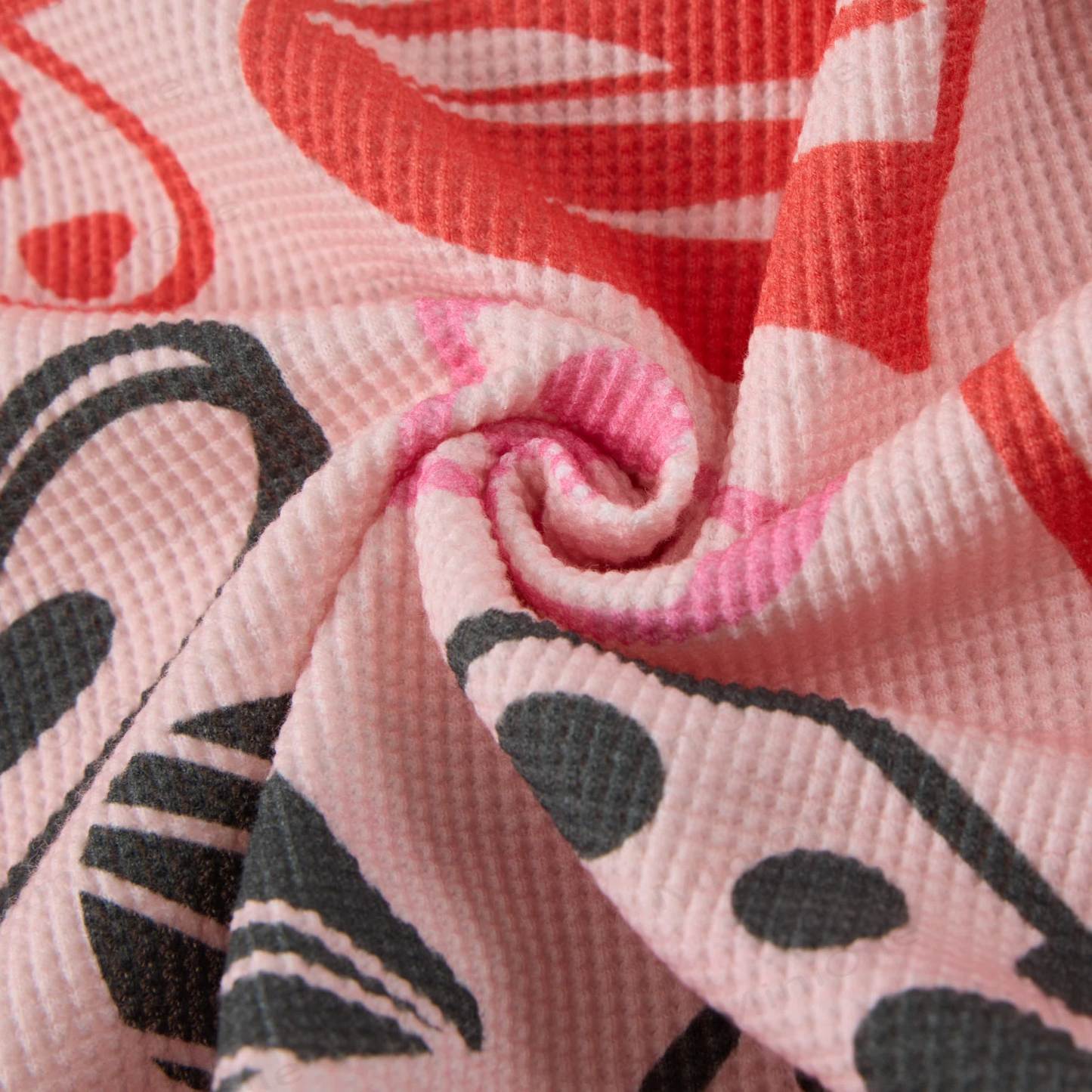 Baby Waffle Colored Hearts Sweatshirt 2-piece Pink Set - image 5