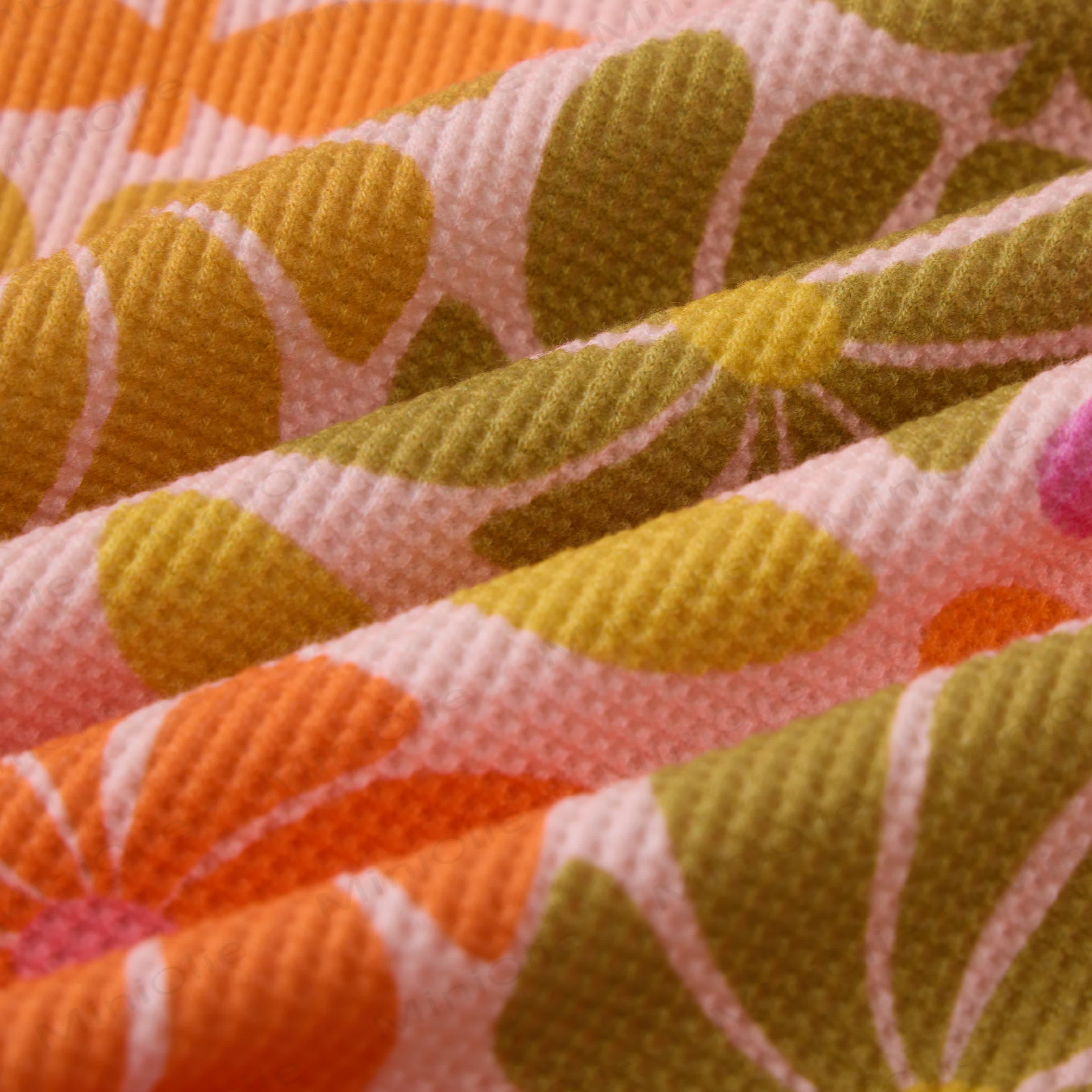 Baby Waffle Colored Square Flowers Sweatshirt 2-piece Set - image 5