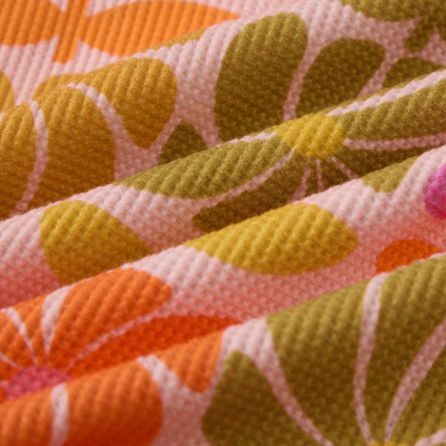 Baby Waffle Colored Square Flowers Sweatshirt 2-piece Set - image 5