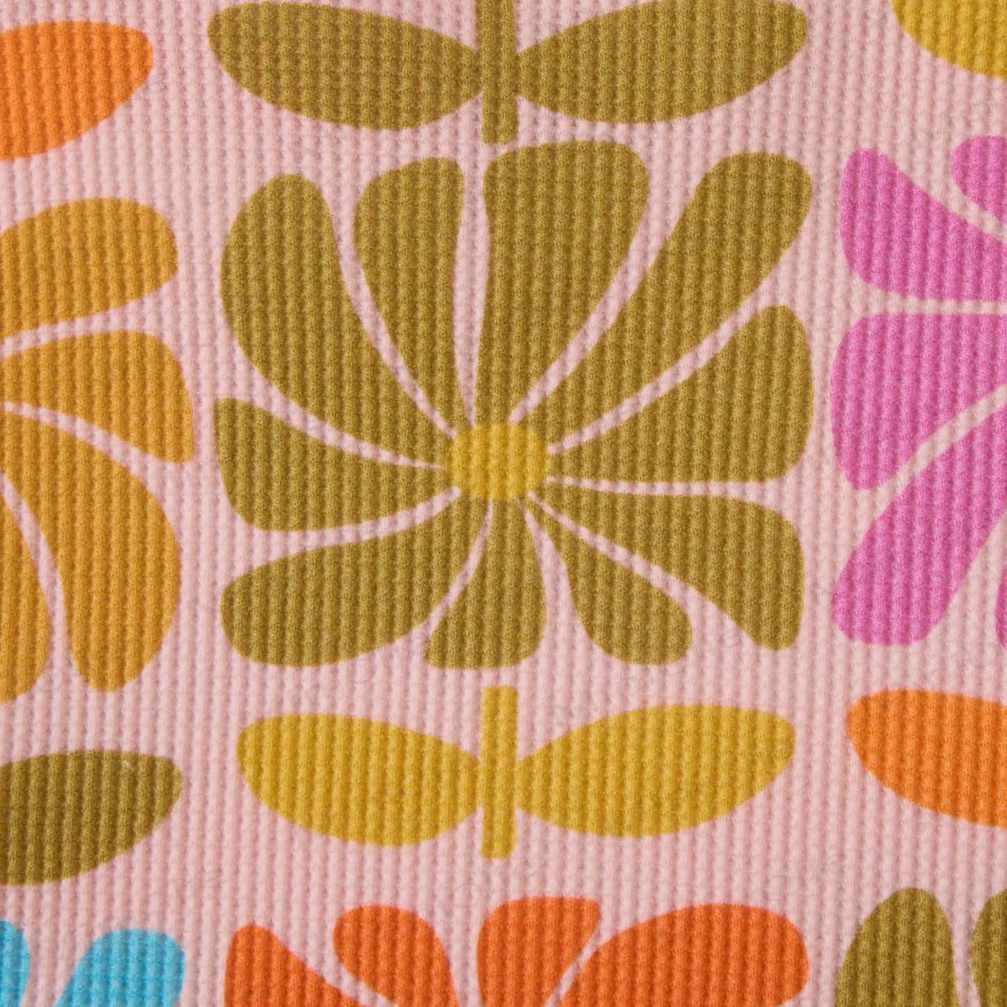 Baby Waffle Colored Square Flowers Sweatshirt 2-piece Set - image 4