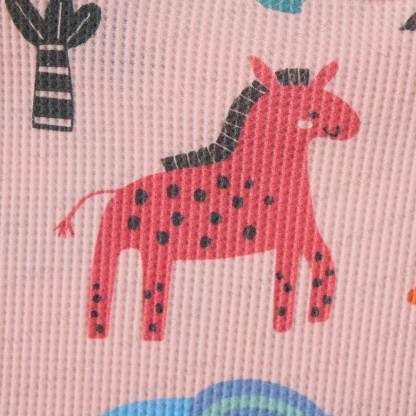 Baby Waffle Lovely Cartoon Animals Sweatshirt 2-piece Pink Set - image 4