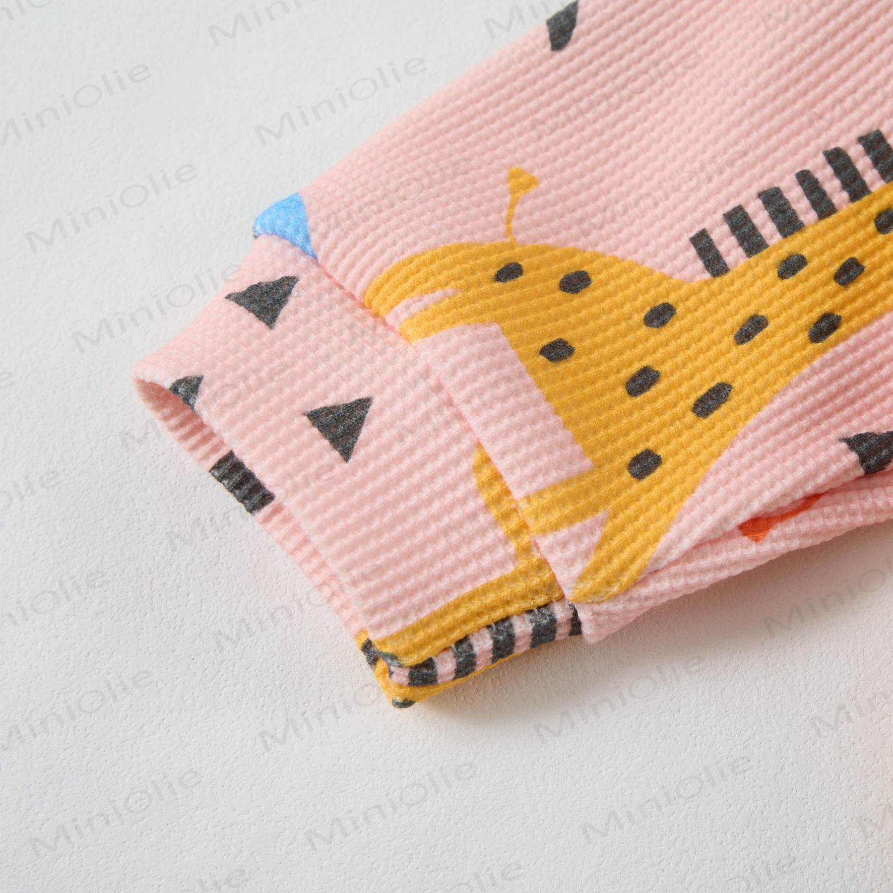 Baby Waffle Lovely Cartoon Animals Sweatshirt 2-piece Pink Set - image 3