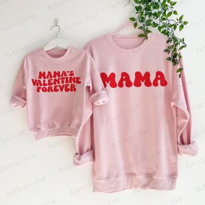 MAMA'S VALENTINE FOREVER/MAMA Pink Family Sweatshirt - Pink - Adult Sweatshirt: XL - image 1