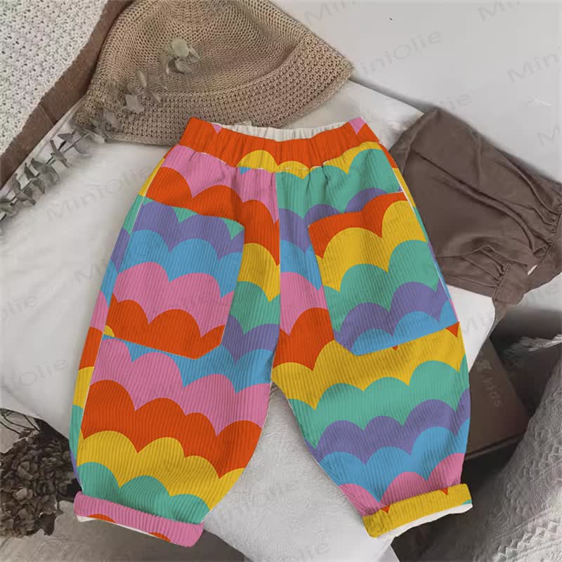 Baby Toddler Beige Wavy Rainbow Cord Pants - Beige - 5-7T - image 1