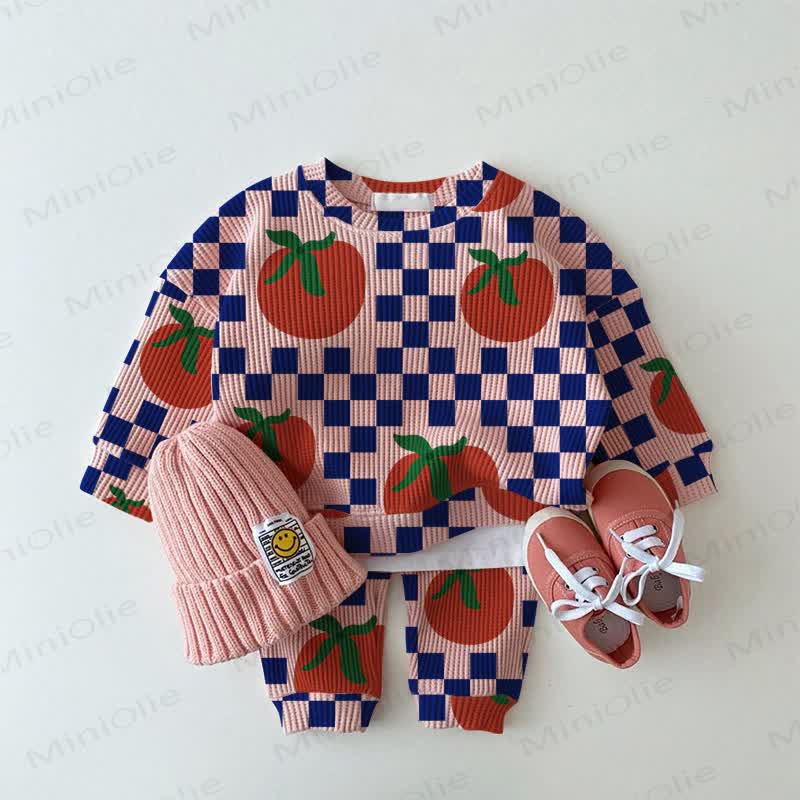Baby Plaid Tomato Waffle 2-piece Pink Set - Pink - 2-3T - image 1