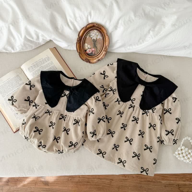 Baby Toddler Girl Lapel Bow Dress/ Bodysuit - image 1