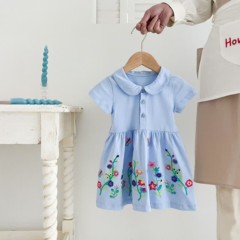 Baby Toddler Girl Lapel Knit Flower Dress - image 5