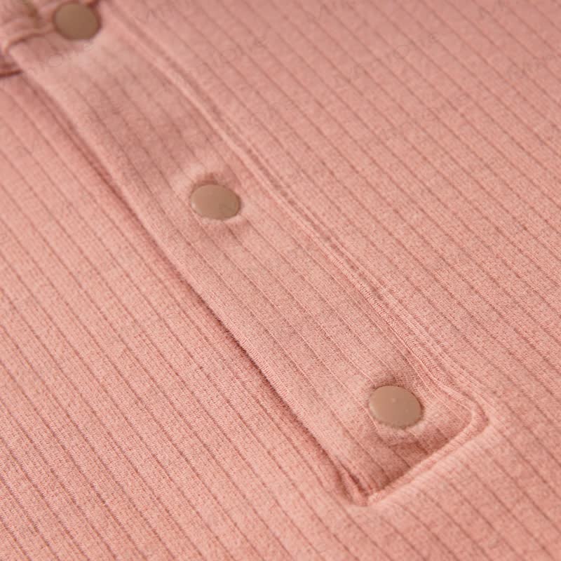 Baby Solid Color Ribbed Double Pocket Romper - image 4