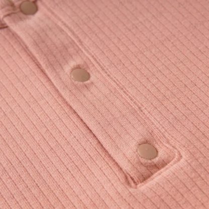 Baby Solid Color Ribbed Double Pocket Romper - image 4