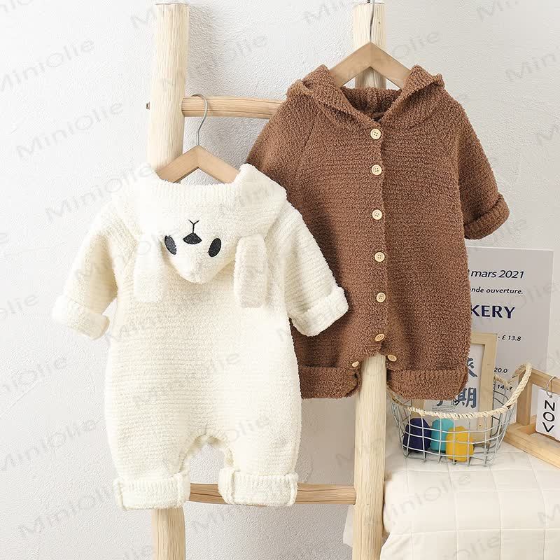 Baby Fleece Bear Hooded Romper - image 2