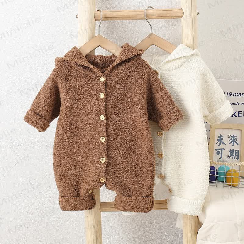 Baby Fleece Bear Hooded Romper - image 1