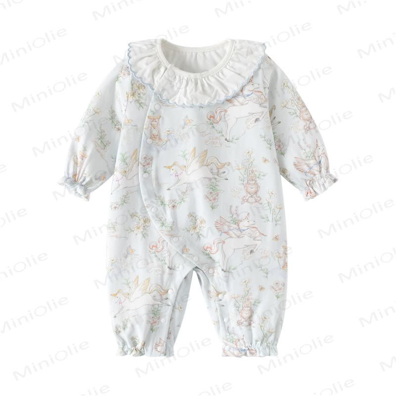 Baby Floral Animal Romper - Blue Horse - 12-18M - image 1