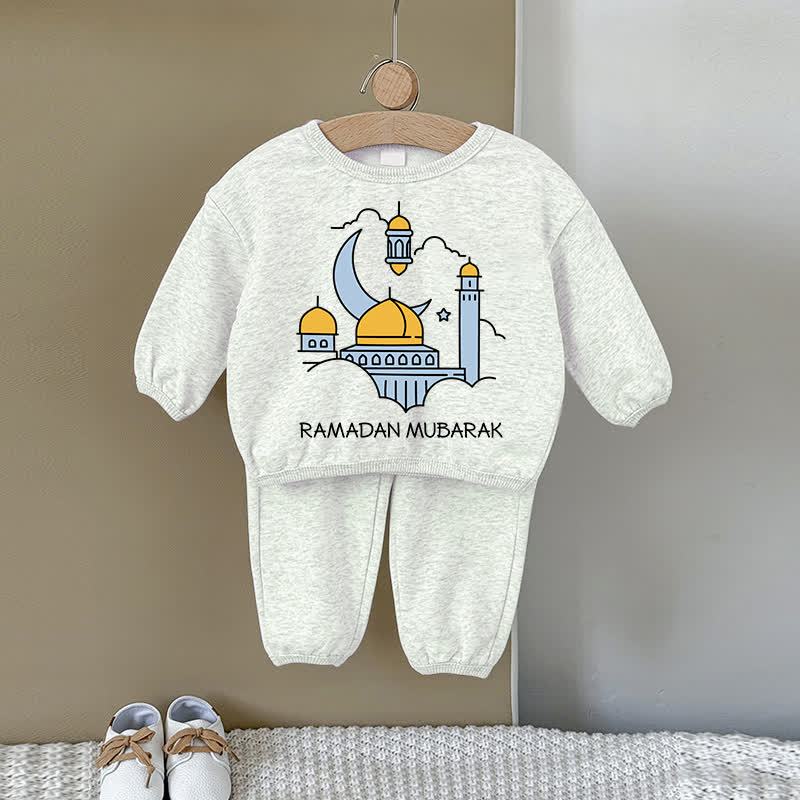 RAMADAN MUBARAK Baby Gray Sweatshirt 2-piece Set - Gray - 2-3T - image 1