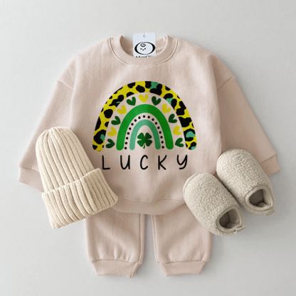 LUCKY Baby Love Clover Leopard Print Beige 2-piece Set - Beige - 2-3T - image 1
