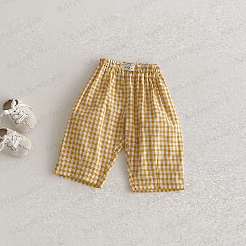 Baby Toddler Plaid Pants - Yellow White Plaid - 5-7T - image 7